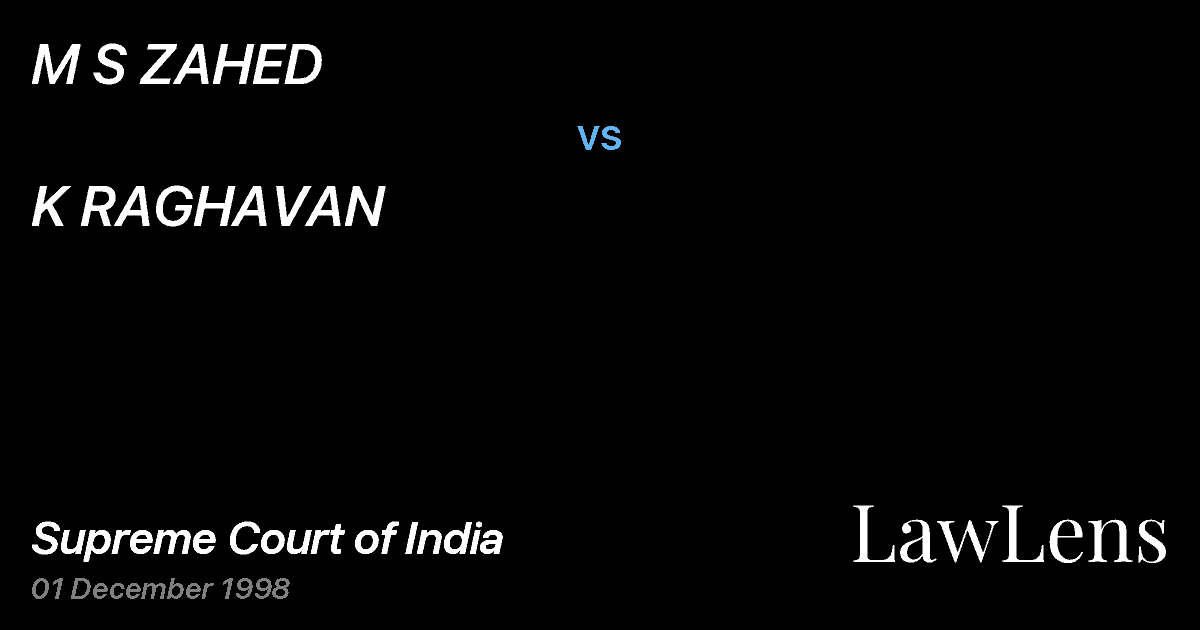 Preview image for M S ZAHED vs. K RAGHAVAN
