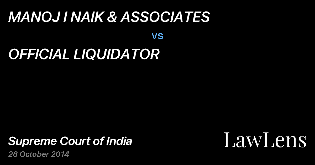 Preview image for MANOJ I NAIK & ASSOCIATES vs. OFFICIAL LIQUIDATOR