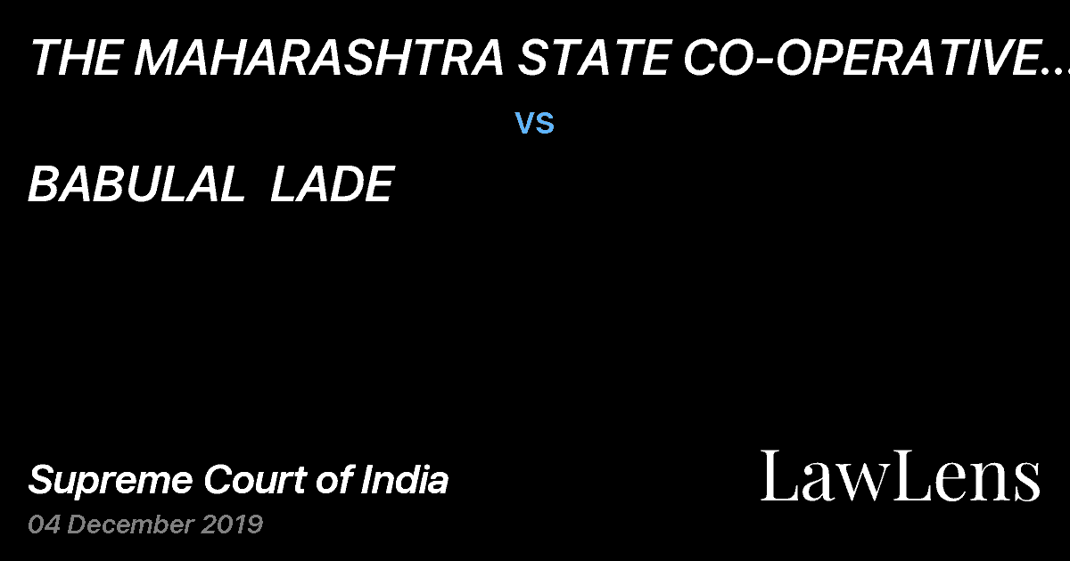 Preview image for THE MAHARASHTRA STATE CO-OPERATIVE BANK LTD. THROUGH ITS DEPUTY MANAGER  AKSHAY NAGARNAIK vs. BABULAL  LADE