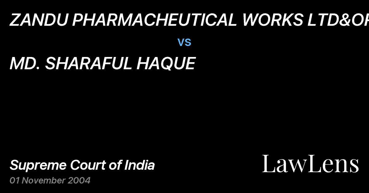 Preview image for ZANDU PHARMACHEUTICAL WORKS LTD&ORS vs. MD. SHARAFUL HAQUE