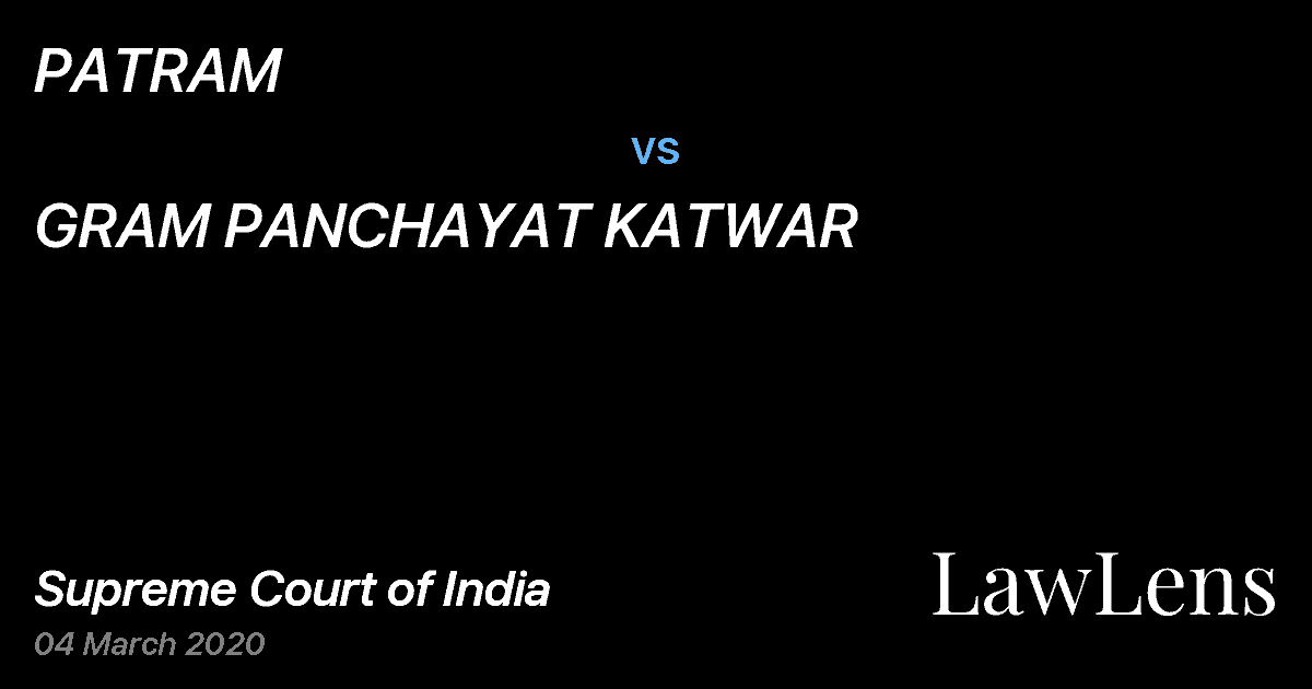 Preview image for PATRAM vs. GRAM PANCHAYAT KATWAR