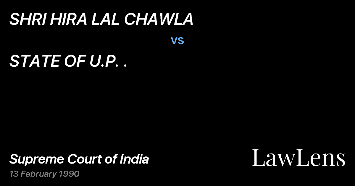 Preview image for SHRI HIRA LAL CHAWLA vs. STATE OF U.P. .