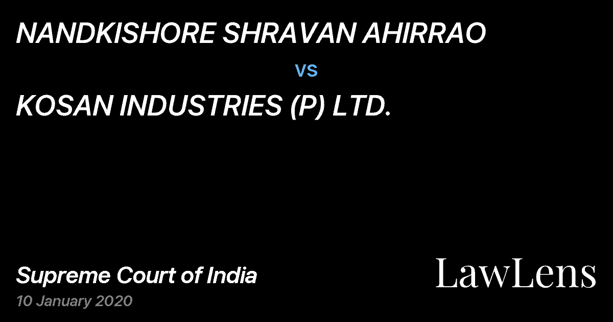 Preview image for NANDKISHORE SHRAVAN AHIRRAO vs. KOSAN INDUSTRIES (P) LTD.