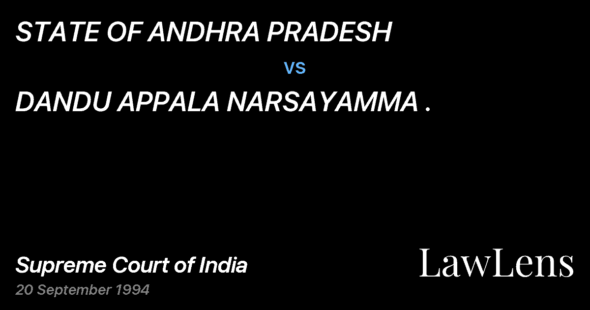 Preview image for STATE OF ANDHRA PRADESH vs. DANDU APPALA NARSAYAMMA .