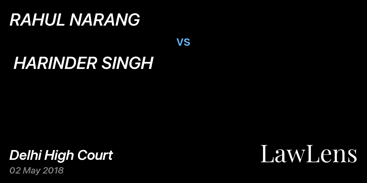 Preview image for RAHUL NARANG vs. HARINDER SINGH