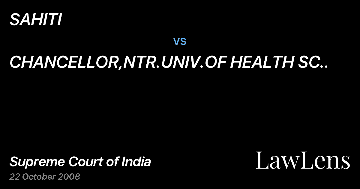 Preview image for SAHITI vs. CHANCELLOR,NTR.UNIV.OF HEALTH SC..