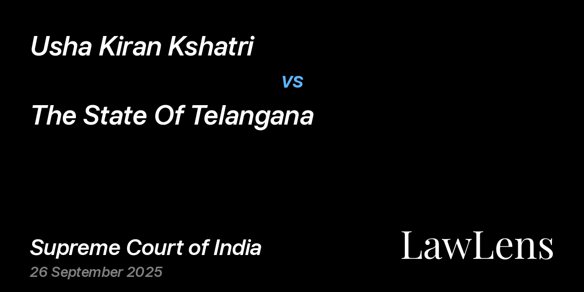 Preview image for Usha Kiran Kshatri vs. The State Of Telangana