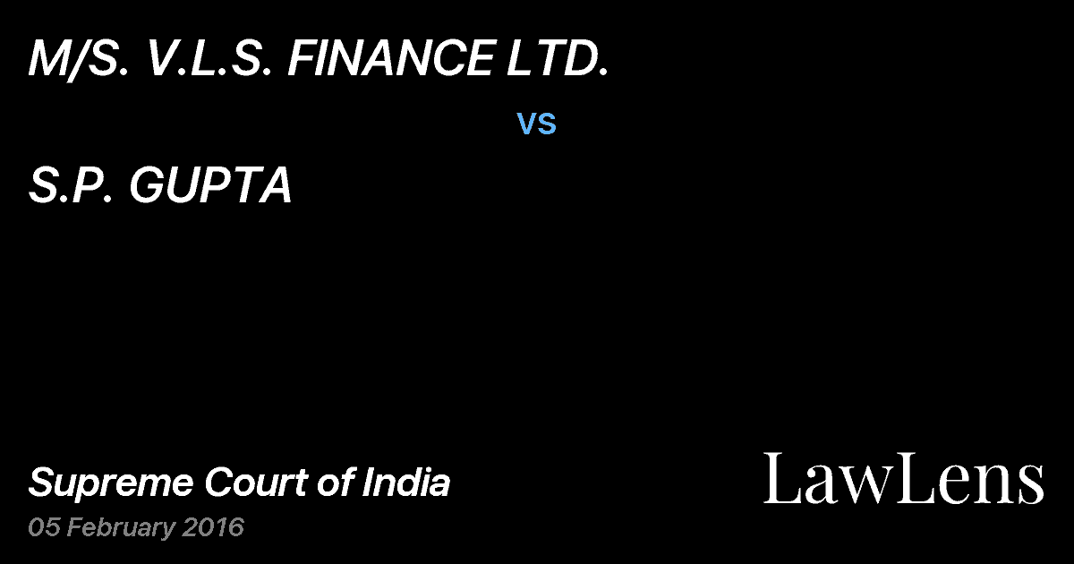 Preview image for M/S. V.L.S. FINANCE LTD. vs. S.P. GUPTA