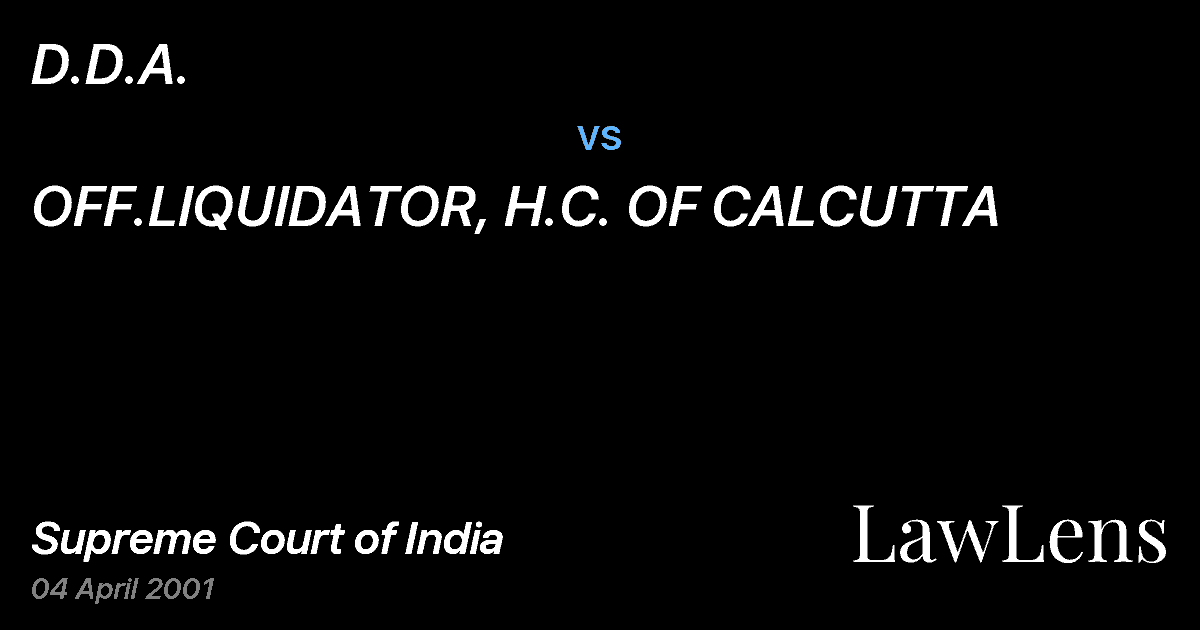 Preview image for D.D.A. vs. OFF.LIQUIDATOR, H.C. OF CALCUTTA