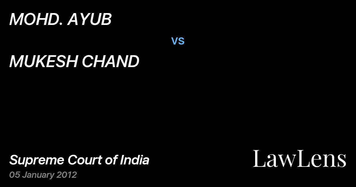 Preview image for MOHD. AYUB vs. MUKESH CHAND