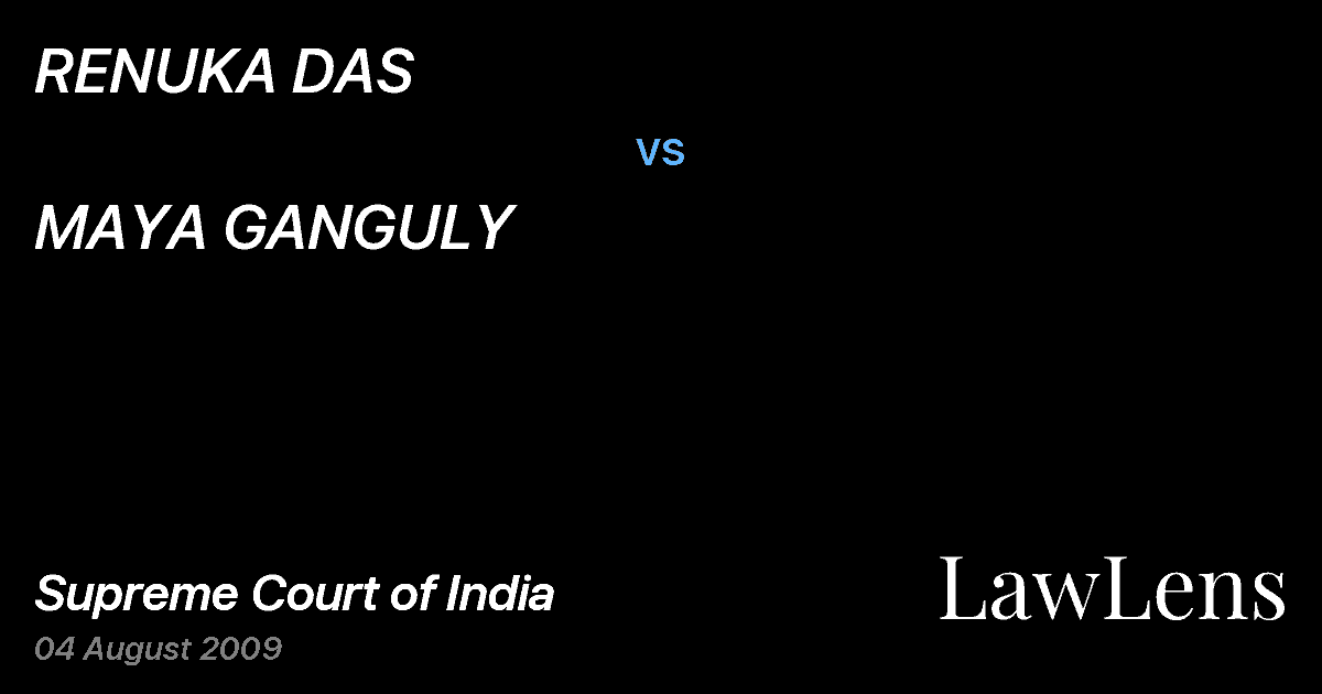 Preview image for RENUKA DAS vs. MAYA GANGULY