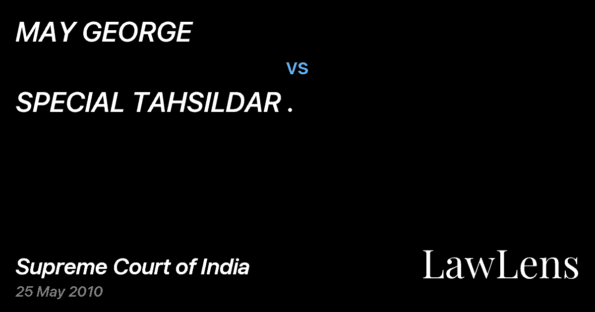 Preview image for MAY GEORGE vs. SPECIAL TAHSILDAR .