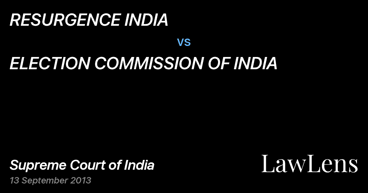 Preview image for RESURGENCE INDIA vs. ELECTION COMMISSION OF INDIA