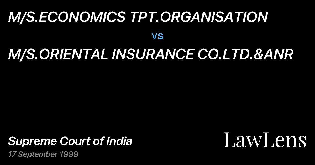Preview image for M/S.ECONOMICS TPT.ORGANISATION vs. M/S.ORIENTAL INSURANCE CO.LTD.&ANR