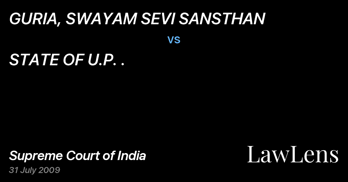 Preview image for GURIA, SWAYAM SEVI SANSTHAN vs. STATE OF U.P. .