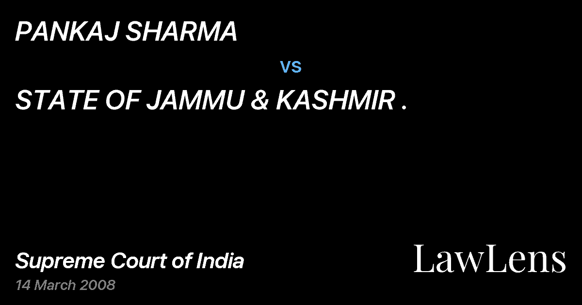 Preview image for PANKAJ SHARMA vs. STATE OF JAMMU & KASHMIR .