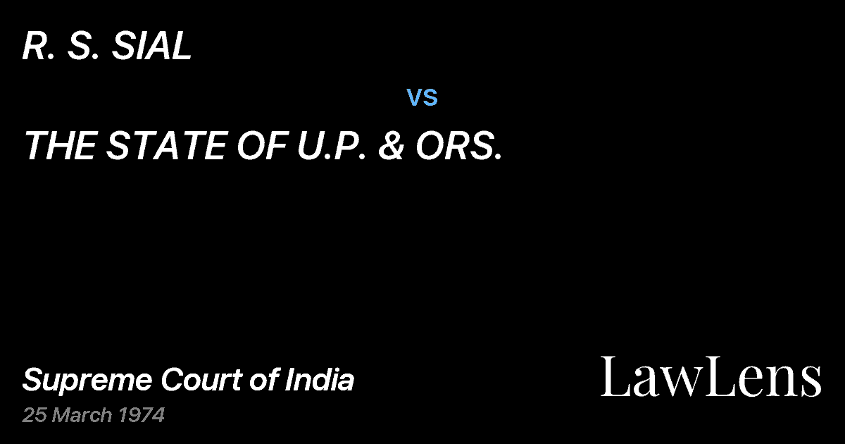 Preview image for R. S. SIAL vs. THE STATE OF U.P. & ORS.