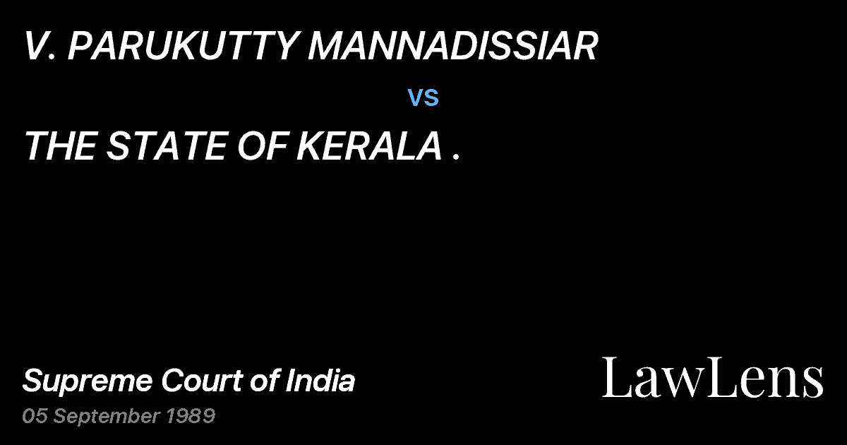 Preview image for V. PARUKUTTY MANNADISSIAR vs. THE STATE OF KERALA .