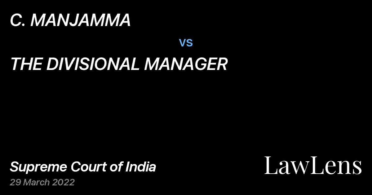 Preview image for C. MANJAMMA vs. THE DIVISIONAL MANAGER