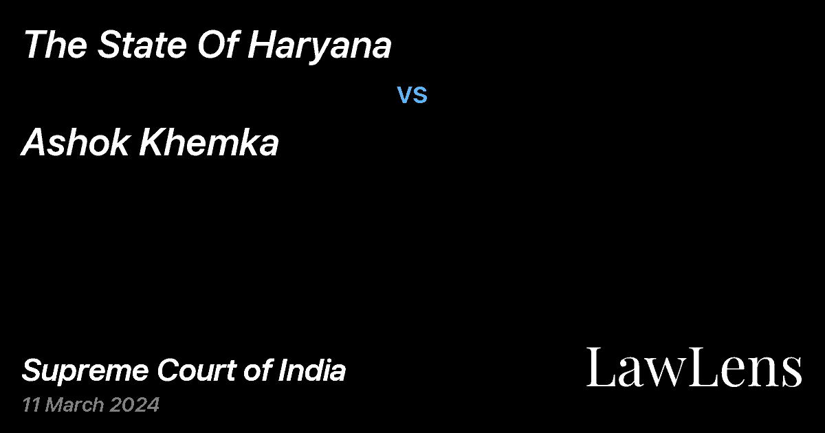Preview image for The State Of Haryana vs. Ashok Khemka