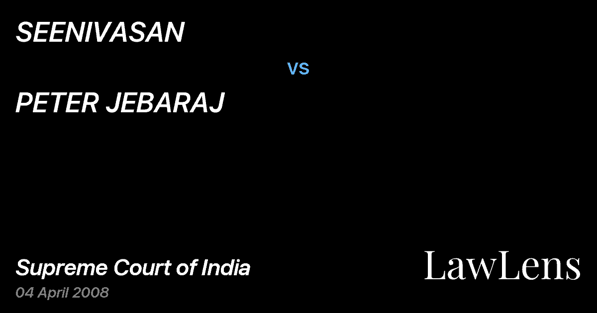 Preview image for SEENIVASAN vs. PETER JEBARAJ