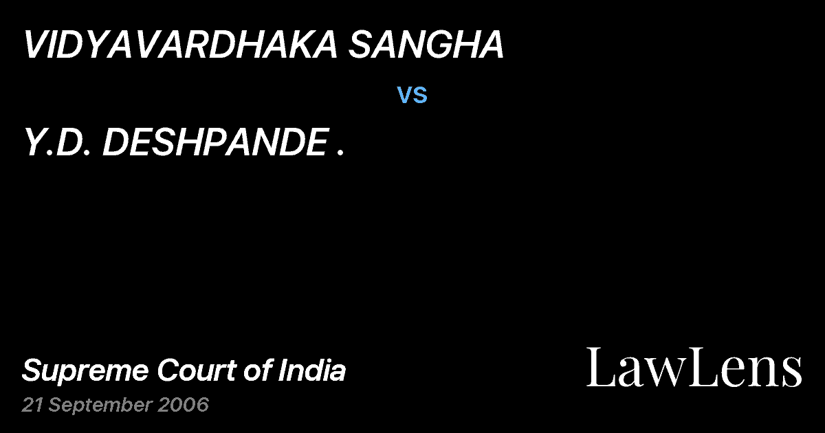 Preview image for VIDYAVARDHAKA SANGHA vs. Y.D. DESHPANDE .