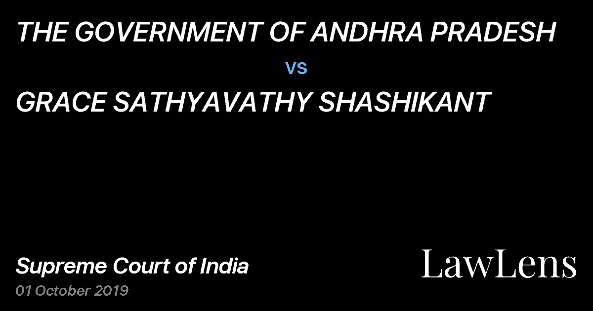 Preview image for THE GOVERNMENT OF ANDHRA PRADESH vs. GRACE SATHYAVATHY SHASHIKANT