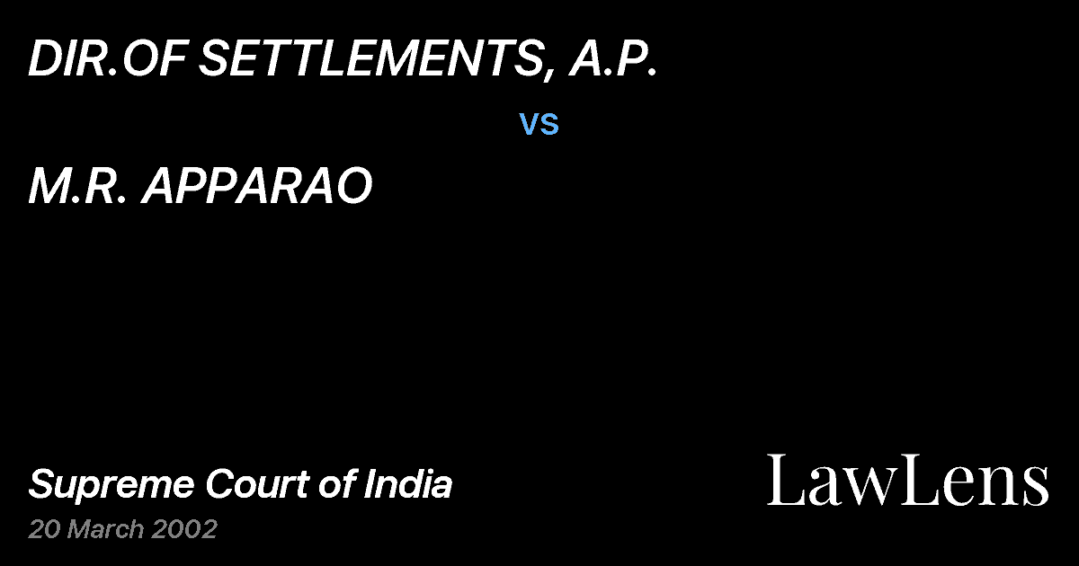 Preview image for DIR.OF SETTLEMENTS, A.P. vs. M.R. APPARAO