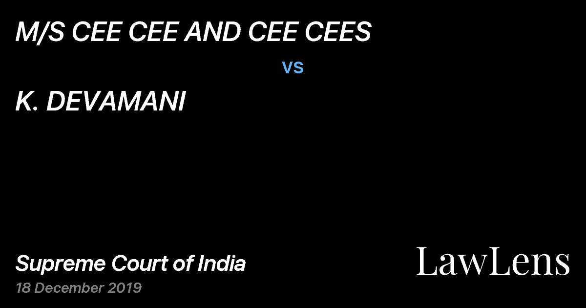 Preview image for M/S CEE CEE AND CEE CEES vs. K. DEVAMANI