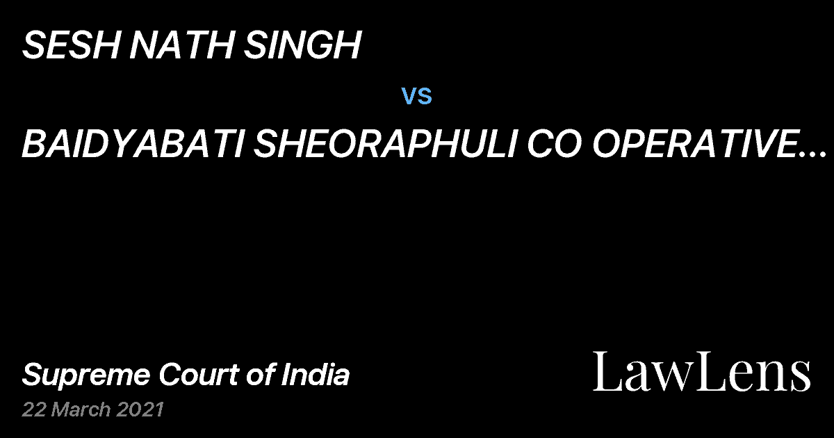 Preview image for SESH NATH SINGH vs. BAIDYABATI SHEORAPHULI CO OPERATIVE BANK LIMITED