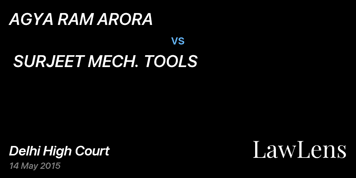 Preview image for AGYA RAM ARORA vs. SURJEET MECH. TOOLS