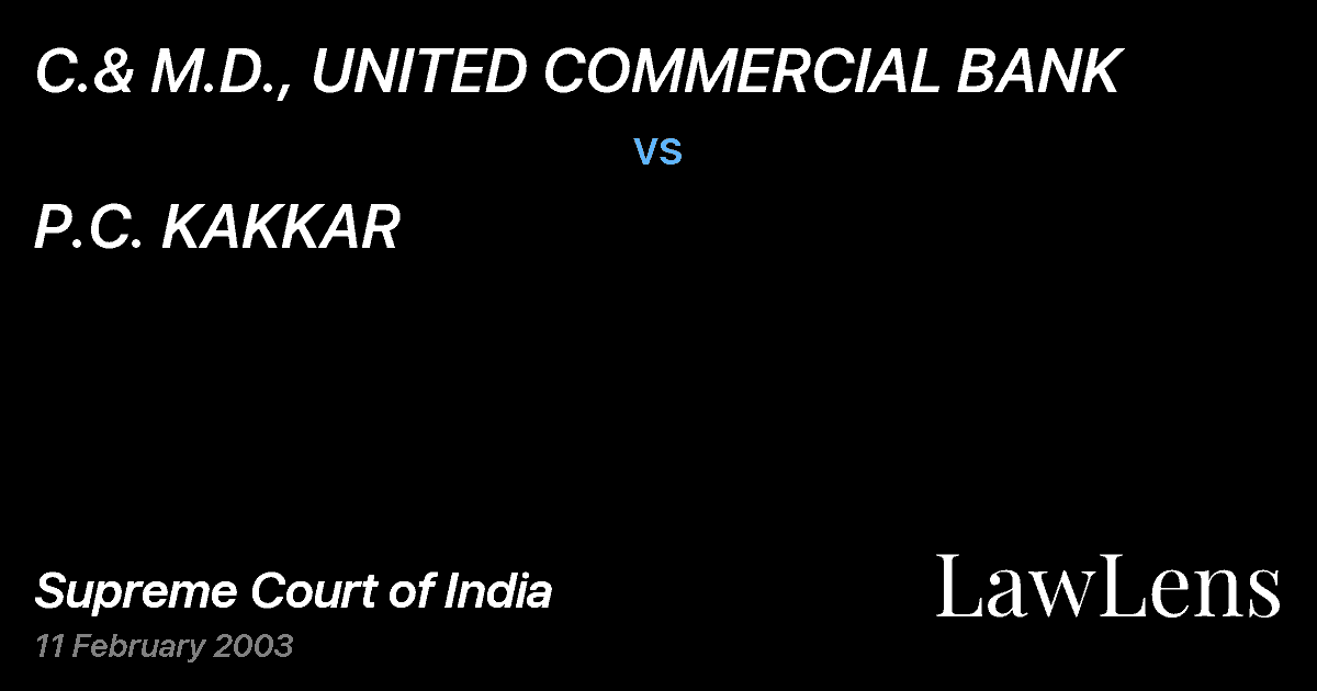 Preview image for C.& M.D., UNITED COMMERCIAL BANK vs. P.C. KAKKAR