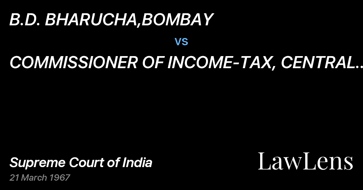 Preview image for B.D. BHARUCHA,BOMBAY vs. COMMISSIONER OF INCOME-TAX, CENTRAL BOMBAY