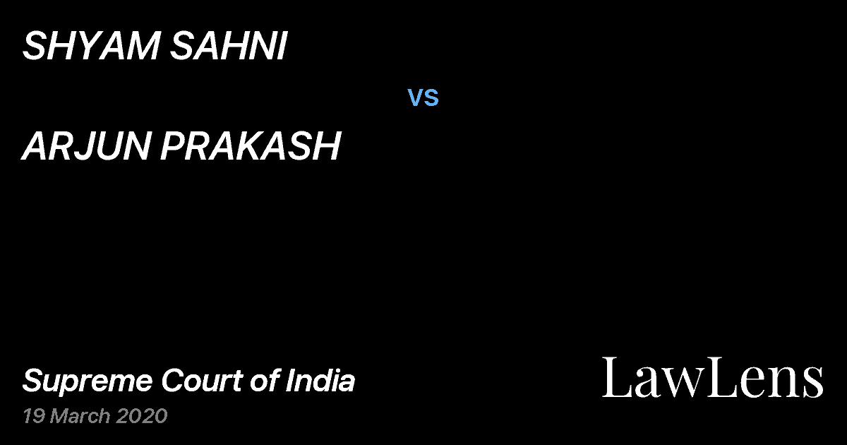 Preview image for SHYAM SAHNI vs. ARJUN PRAKASH