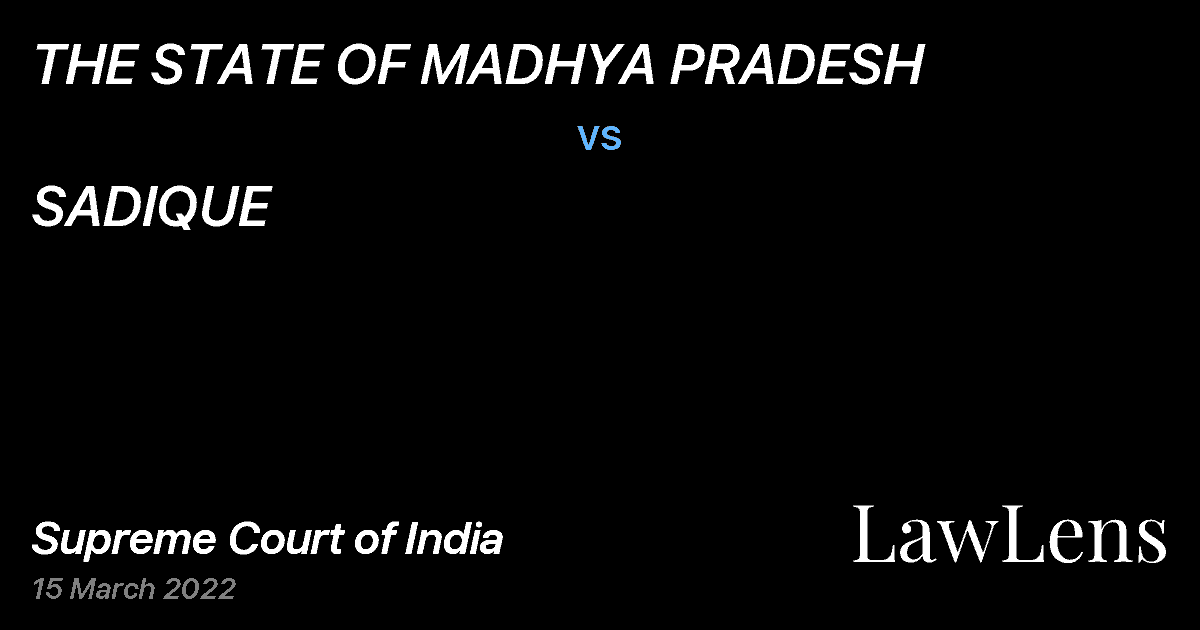 Preview image for THE STATE OF MADHYA PRADESH vs. SADIQUE