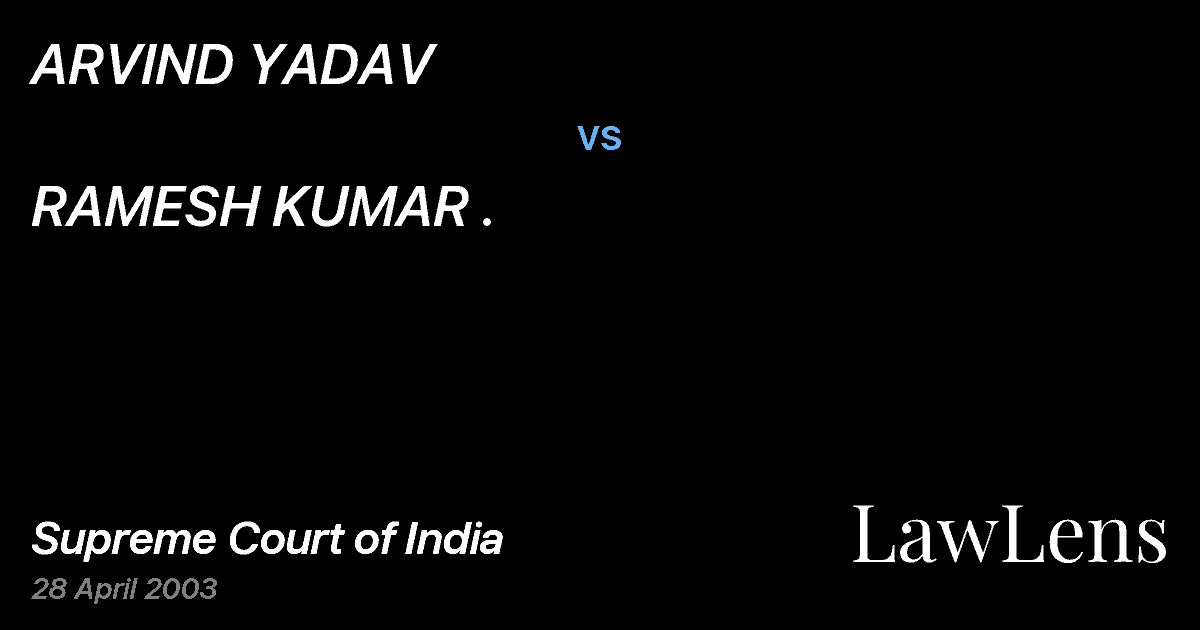 Preview image for ARVIND YADAV vs. RAMESH KUMAR .