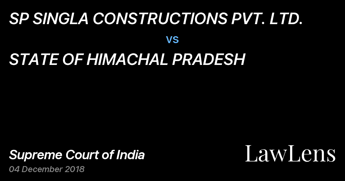 Preview image for SP SINGLA CONSTRUCTIONS PVT. LTD. vs. STATE OF HIMACHAL PRADESH